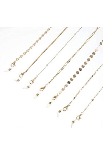 DSFEN Lot de 7 chaînes de Lunettes, Collier de chaîne de Lunettes dorées pour Lunettes de Vue pour Femmes Filles