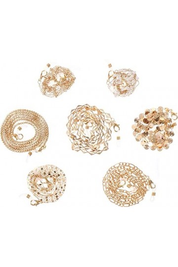 DSFEN Lot de 7 chaînes de Lunettes, Collier de chaîne de Lunettes dorées pour Lunettes de Vue pour Femmes Filles