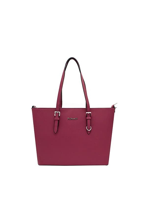 flora & co - Grand Sac à Main Femme - Cabas Fourre-Tout Simili Cuir PU Rigide - Sac Elégant Ville Travail Lycée - Shopper Por
