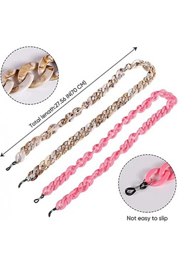 DSFEN 4 pièces chaîne de Lunettes en Acrylique Lecture Sangle de Lunettes Porte-Lunettes de Soleil Collier Autour du Cou rete