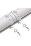 GJRFYJ Corde à lunettes en acier inoxydable perle de coeur de pêche pas facile à décolorer chaîne de lunettes à chaîne suspen