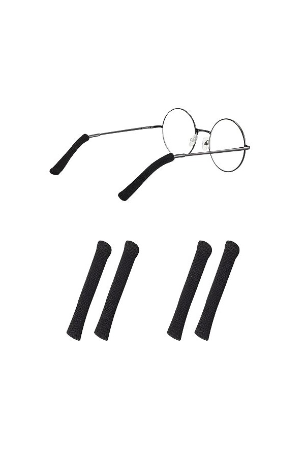 Lot de 2 paires de coussinets de lunettes en tissu de coton, tricotés doux, antidérapants, élastiques, confortables pour lune