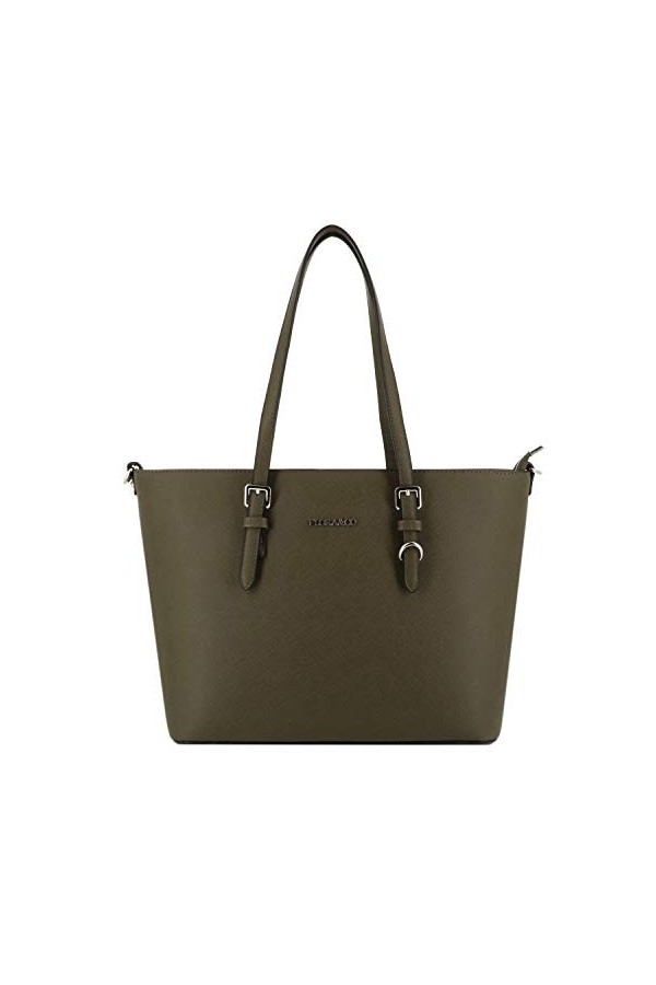 flora & co - Grand Sac à Main Femme - Cabas Fourre-Tout Simili Cuir PU Rigide - Sac Elégant Ville Travail Lycée - Shopper Por