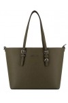 flora & co - Grand Sac à Main Femme - Cabas Fourre-Tout Simili Cuir PU Rigide - Sac Elégant Ville Travail Lycée - Shopper Por