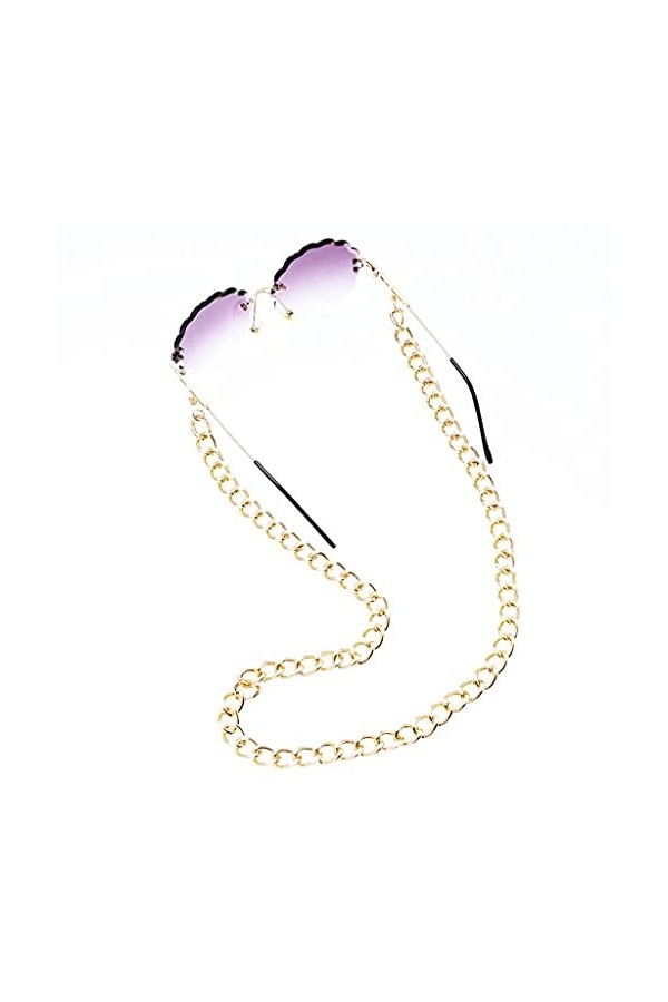 XOUVY Porte-chaîne de Lunettes pour Dames Sangle épaisse exagérée Cordon de Lunettes de Soleil Accessoires décontractés Coul