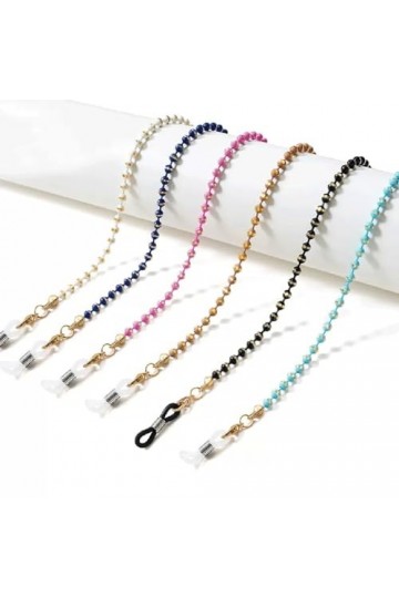 Sweden Chaîne de lunettes suspendue au cou, chaîne de lunettes de soleil, bande de lunettes en perles Color : Brown, Size : 