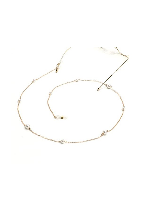 TONZN Dames Imitation Perle Métal Lunettes Chaîne Mode Lunettes Accessoires Chaîne Silicone Chaîne Antidérapante D 1 