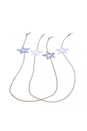 TONZN Chaîne à lunettes deux pièces Acrylique Étoile Or et Argent Corde à lunettes D 1 