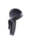 zalati Durag Casquette de pirate en velours uni à longue queue pour homme et femme Gris