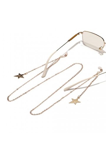 TONZN Corde à lunettes en métal Lettres dorées Étoiles Pendentif Chaîne à lunettes Corde à lunettes à la mode D 1 