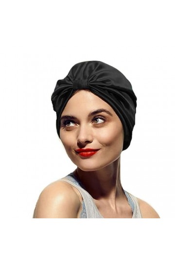 Geneerse Turbans pour femme Bonnet chimio Bonnet de sommeil Bonnet perte de cheveux Noir, Noir , Taille Unique