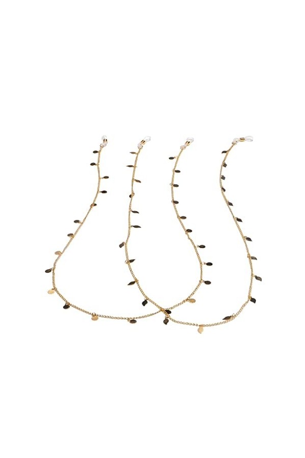 LHLLHL Ensemble Deux pièces Chaîne à Lunettes Feuille Disque Or Corde à Lunettes