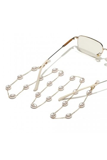 FSHGSA Lunettes de Soleil Fashion 8mm Large Pearl Chain avec chaîne de Lunettes