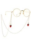 TONZN Accessoires Cordon de lunettes en métal Pendentif fraise en or Chaîne de lunettes Accessoires de mode D 1 