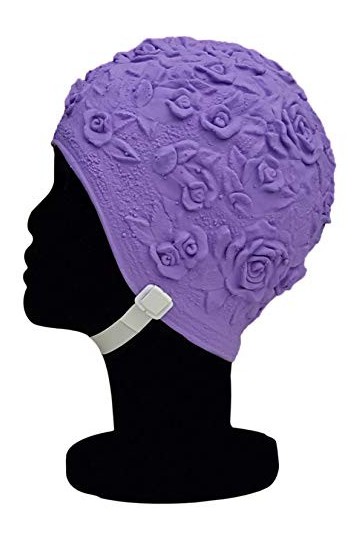Blue Reef Bonnet de bain en latex souple et souple pour femme - Couleur unie - Effet 3D - Style rétro classique - Style vinta