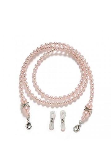 OQHAIR Chaîne de lunettes de soleil perle portant le cou tenant des masques de cordon de lanière perlée Lunettes de soleil Lu