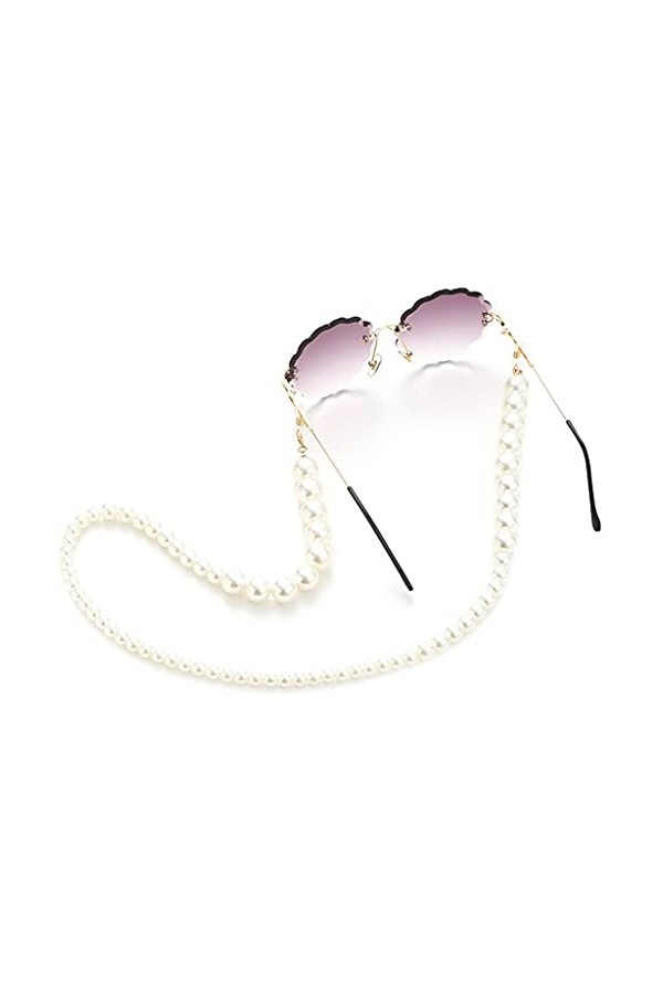 TKFDC Chaîne de lunettes pour femmes Grande simulation Perle Perle Chaîne pour lunettes Lanyard Cordons Cordons de soleil Cas