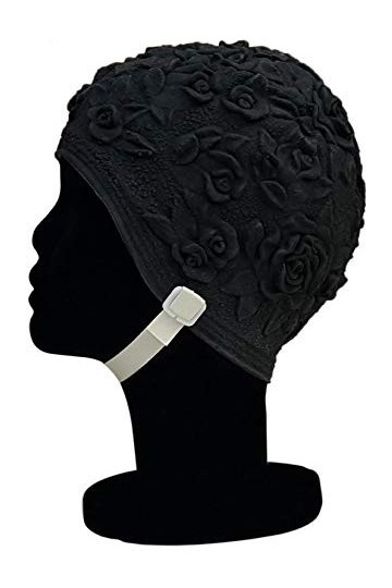 Blue Reef Bonnet de bain en latex souple et souple pour femme - Couleur unie - Effet 3D - Style rétro classique - Style vinta