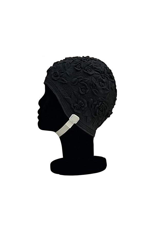 Blue Reef Bonnet de bain en latex souple et souple pour femme - Couleur unie - Effet 3D - Style rétro classique - Style vinta