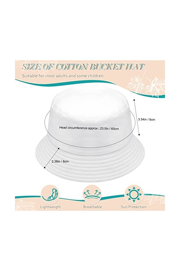 Chapeau de Seau Chapeau de Pêcheur Chapeau Bob de Soleil Noir, Blanc, 2 