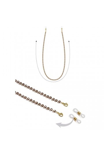 FIDDAA Chaîne de Lunettes for Femmes élégant Masque lanière Cristal Masque chaîne Yeux Lunettes Support Sangle Lecture Lunett