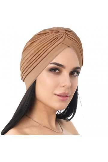 Generse Turbans pour Femmes pré-noués Kno Headwraps plissé Beanie Cap Perte de Cheveux Chapeau 2 pièces