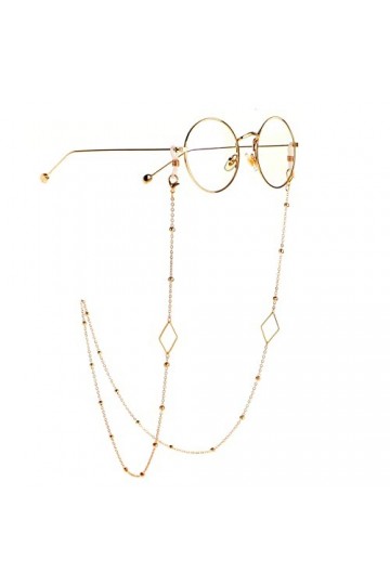 TONZN Mode Or Losange Géométrique Perlé Lunettes Chaîne Lunettes Corde Lunettes Chaîne D 1 