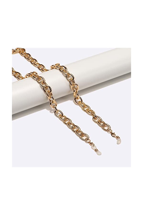 TONZN Mode pas facile à décolorer or épais chaîne en aluminium lunettes corde métal lunettes chaîne D 1 