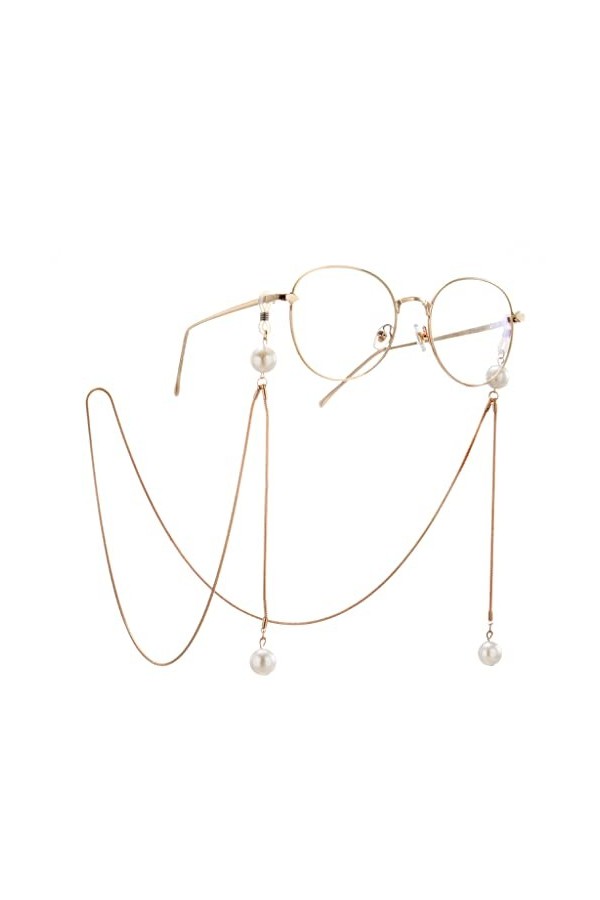 TONZN Chaîne rétro chaîne de lunettes littéraires cou suspendu perle longue section lunettes de lecture chaîne anti-perte D 