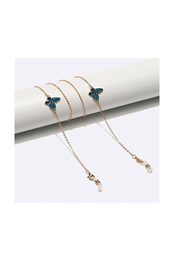 Or Bleu Papillons Lunettes Chaîne Antidérapant Lunettes Corde D Talla ?nica 