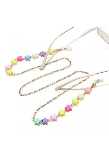 OQHAIR Chaîne de lunettes en corde de lunettes en métal pas facile à décolorer étoile dorée de 8 mm D Talla ?nica 