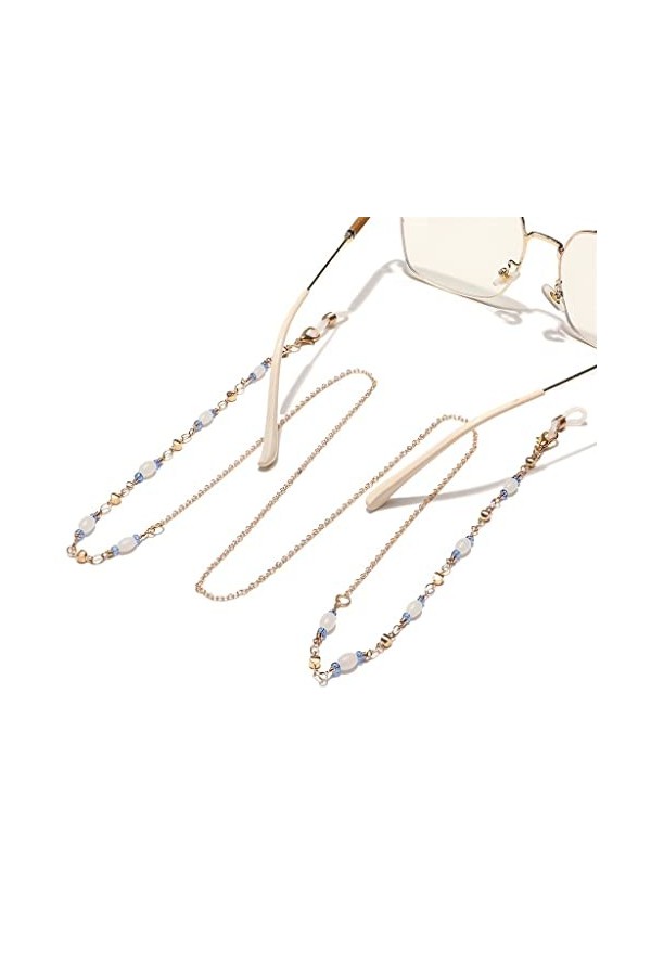 FSHGSA Or Cristal Cuivre Perle Chaîne À La Main Lunettes De Soleil Corde Mode Lunettes De Soleil Chaîne De Lunettes