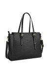 NEWHEY Sac Cabas Femmes Grand PU Cuir Sac de Cours Sac Ordinateur Portable Sac a Main pour Les Cours Lycee 15.6 Pouces, Noir,