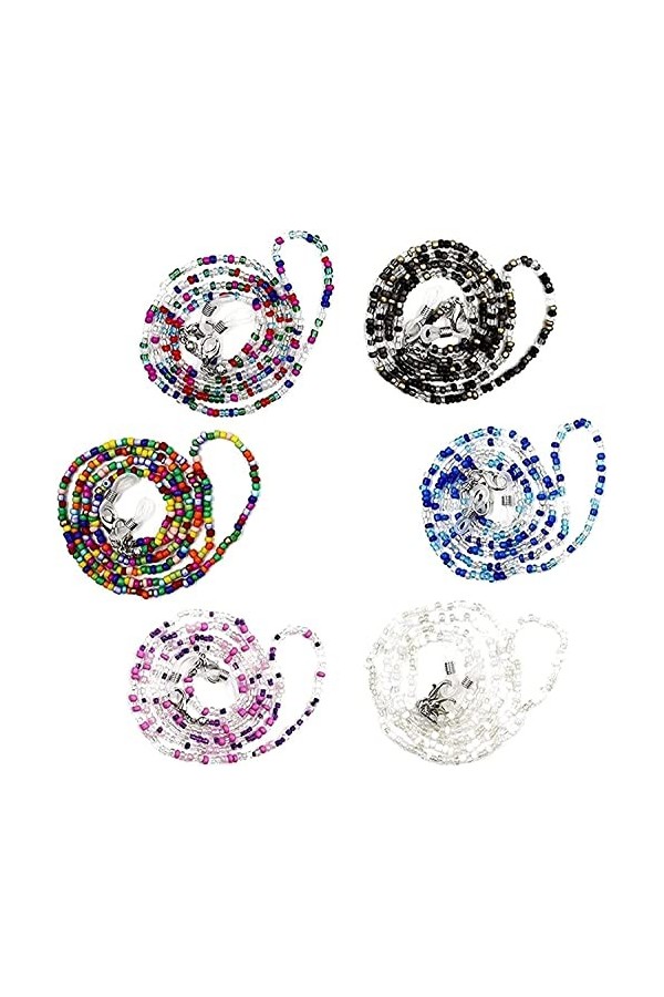DSFEN 6 pièces avec Clips chaîne de Lunettes, Lunettes Cordon chaîne antidérapant Porte-Lunettes Lunettes de retenue pour Hom