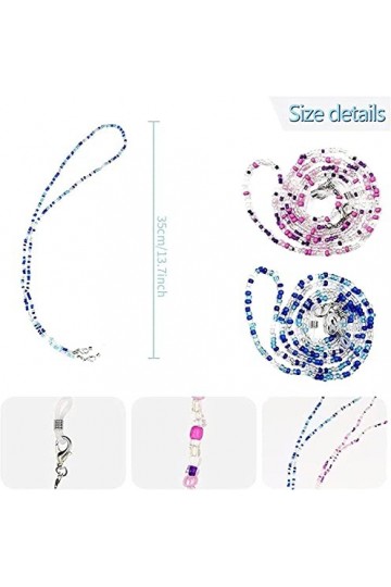 DSFEN 6 pièces avec Clips chaîne de Lunettes, Lunettes Cordon chaîne antidérapant Porte-Lunettes Lunettes de retenue pour Hom