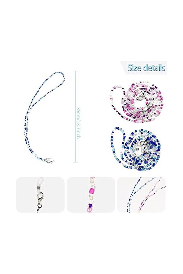 DSFEN 6 pièces avec Clips chaîne de Lunettes, Lunettes Cordon chaîne antidérapant Porte-Lunettes Lunettes de retenue pour Hom