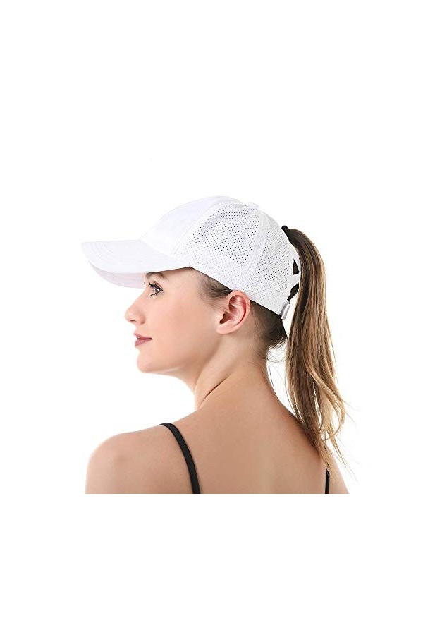 Femmes Casquette de Queue de Cheval Respirant Séchage Rapide Casquette de Baseball Anti UV été Chapeau de Soleil Golf Tennis 