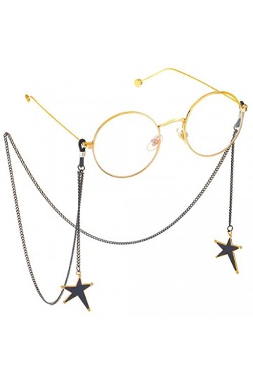 TONZN Lunettes Corde Suspendue Cou Mode Noir Irrégulier Étoile Pendentif Chaîne Lunettes De Soleil avec Chaîne De Lunettes D