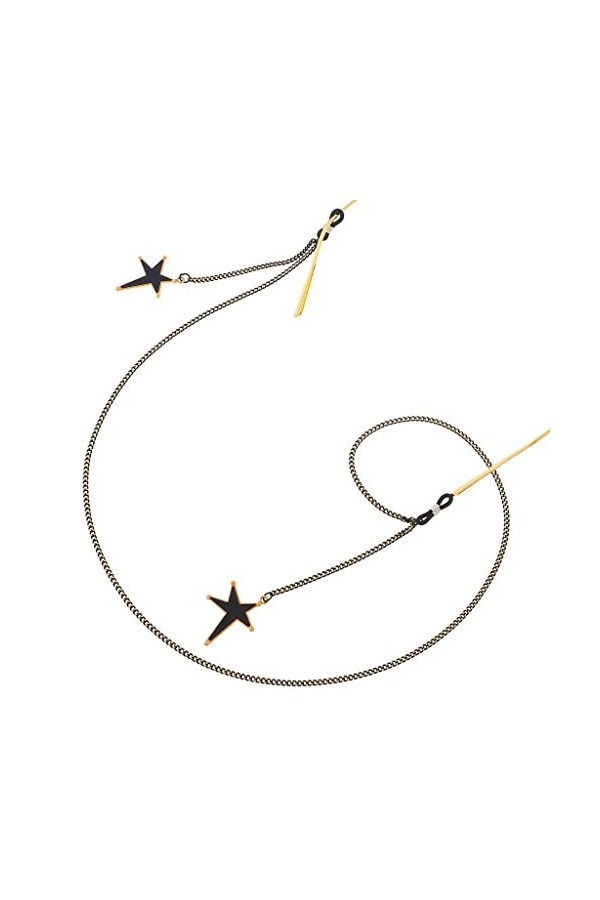 TONZN Lunettes Corde Suspendue Cou Mode Noir Irrégulier Étoile Pendentif Chaîne Lunettes De Soleil avec Chaîne De Lunettes D
