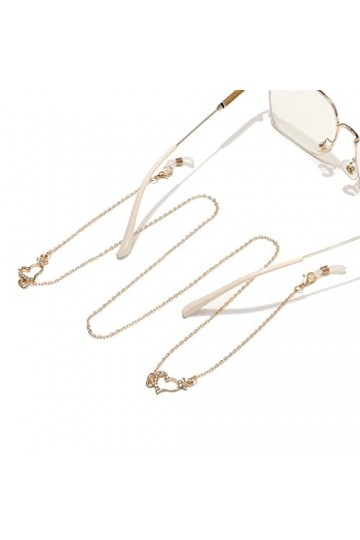 OQHAIR Chaîne de lunettes en métal or coeur étoile strass perle pendentif chaîne de lunettes D Talla ?nica 