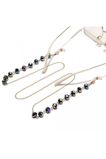 OQHAIR Chaîne de lunettes rondes en cristal à cinq couleurs Lunettes de mode Corde Longe Accessoires de lunettes D Talla ?ni