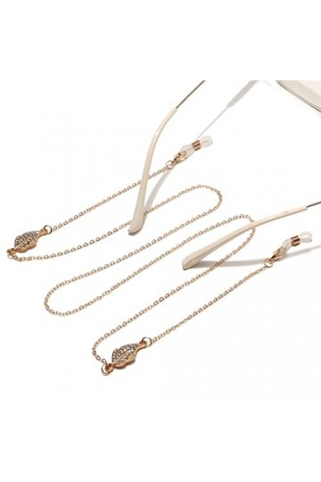 OQHAIR Chaîne de lunettes en feuille de strass doré Corde à lunettes antidérapante D Talla ?nica 