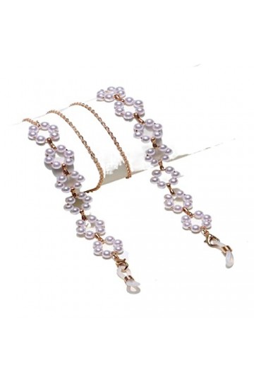 ASUVUD Or Perle Fleur à la Main Lunettes chaîne Lunettes de Soleil Lunettes de Soleil Accessoires Lunettes chaîne