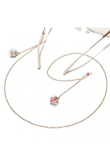 OQHAIR Corde à lunettes en métal Pendentif boule de couleur dorée Chaîne à lunettes faite à la main D Talla ?nica 