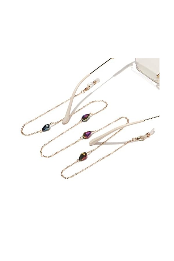 OQHAIR Chaîne de lunettes multicolore goutte deau pas facile à décolorer accessoires de corde de lunettes de mode anti-perte