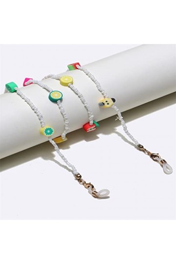 ASUVUD Fashion Polymer Clay Fruit White Rice Beads Lunettes Chaîne Lunettes Corde