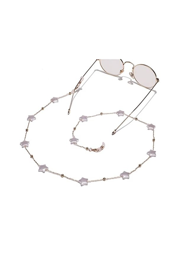 ASUVUD Cinq étoiles Perle Or Lunettes chaîne Clip Perles Lunettes de Soleil Anti-Perte Anti-Chute Lunettes Corde Oeil lanière