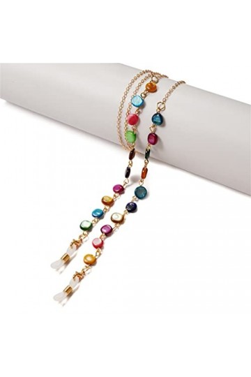 ZLXDP Coloré Pierre Cristal chaîne Lunettes chaînes Collier Lunettes de Lecture Lunettes de Soleil Sangle Cordon Support Cou 
