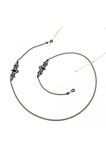 SUNMME Cordon de Lunettes en métal Pendentif Creux Noir Chaîne de Lunettes Faite à la Main