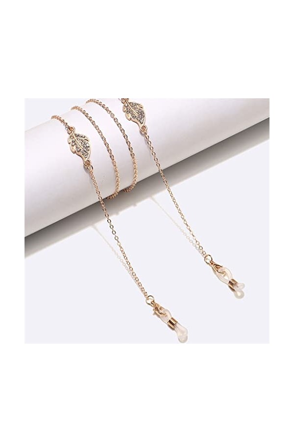 TONZN Or Strass Feuille Lunettes Chaîne Antidérapant Lunettes Corde D 1 